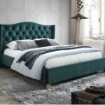 Pat tapitat cu stofa Aspen Velvet Verde