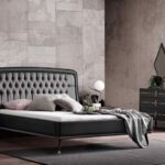 Set Mobila Dormitor din pal, cu pat 200 x 160 cm, 5 piese Diamond Nuc / Negru